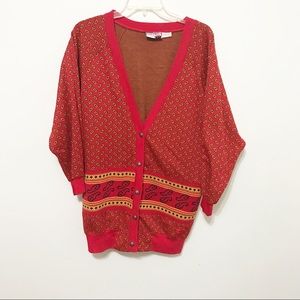 Vtg Hang Ten Paisley Retro Long Sleeves Cardigan